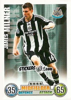 Sticker James Milner - English Premier League 2007-2008. Match Attax n. 217 - Topps