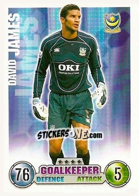 Sticker David James - English Premier League 2007-2008. Match Attax n. 225 - Topps