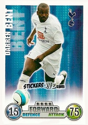Sticker Darren Bent - English Premier League 2007-2008. Match Attax n. 286 - Topps