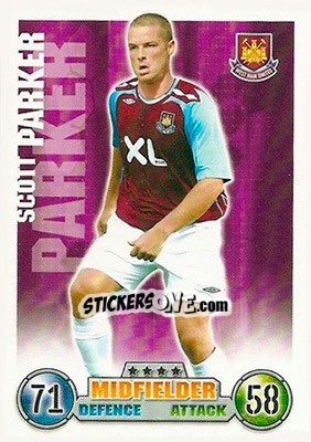 Sticker Scott Parker - English Premier League 2007-2008. Match Attax n. 302 - Topps