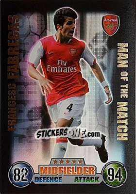Sticker Francesc Fabregas - English Premier League 2007-2008. Match Attax n. 363 - Topps