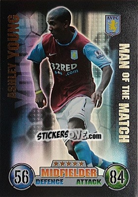 Sticker Ashley Young - English Premier League 2007-2008. Match Attax n. 365 - Topps