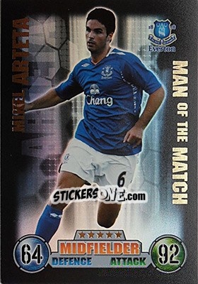 Sticker Mikel Arteta - English Premier League 2007-2008. Match Attax n. 382 - Topps