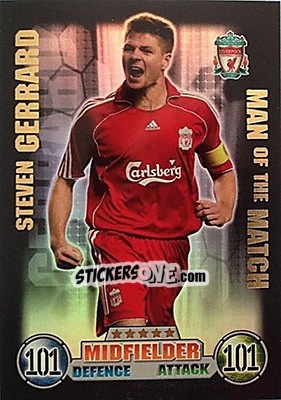 Cromo Steven Gerrard - English Premier League 2007-2008. Match Attax - Topps