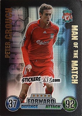 Sticker Peter Crouch - English Premier League 2007-2008. Match Attax n. 390 - Topps