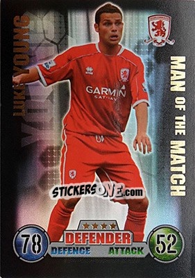 Sticker Luke Young - English Premier League 2007-2008. Match Attax n. 397 - Topps