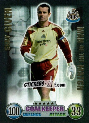 Sticker Shay Given - English Premier League 2007-2008. Match Attax - Topps