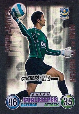 Sticker David James - English Premier League 2007-2008. Match Attax - Topps