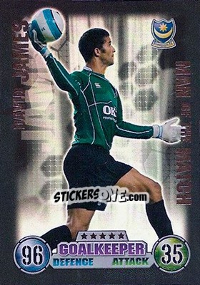 Sticker David James - English Premier League 2007-2008. Match Attax n. 403 - Topps