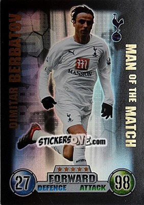 Cromo Dimitar Berbatov - English Premier League 2007-2008. Match Attax - Topps