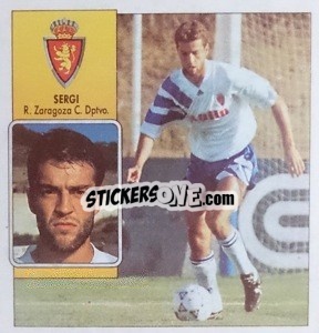 Cromo 26bis Sergi (Zaragoza, valla azul, double imagen)