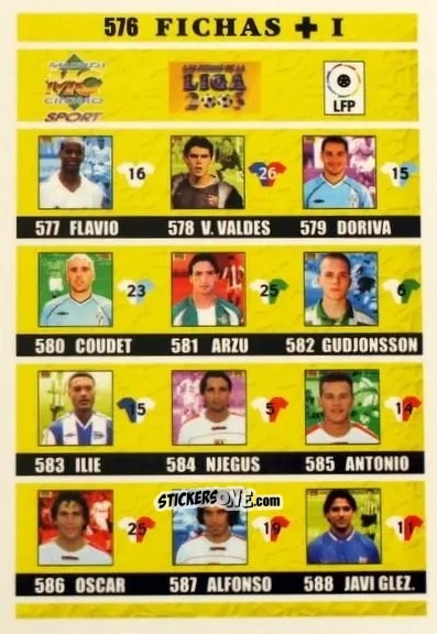 Cromo Indice - Las fichas de la Liga 2002-2003
 n. 576 - Mundicromo