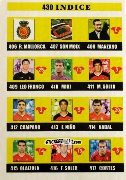 Cromo Indice - Las fichas de la Liga 2002-2003
 n. 430 - Mundicromo