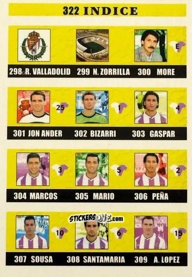 Figurina Indice - Las fichas de la Liga 2002-2003
 n. 322 - Mundicromo