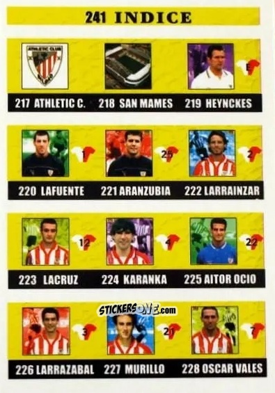 Sticker Indice - Las fichas de la Liga 2002-2003
 n. 241 - Mundicromo