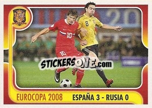 Figurina ESPANA 3- RUSIA 0 - La Seleccion Espanola 2009
 - Panini