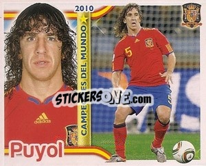 Sticker Carles Puyol - Sudafrica 2010. Campeones Del Mundo
 n. 6 - Panini
