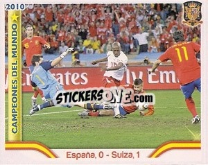 Sticker España,0-Suiza,1 - Sudafrica 2010. Campeones Del Mundo
 n. 25 - Panini