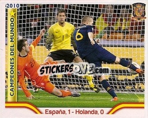 Sticker España,1-Holanda,0 (Iniesta) - Sudafrica 2010. Campeones Del Mundo
 n. 32 - Panini