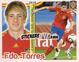 Sticker Fernando Torres - Sudafrica 2010. Campeones Del Mundo
 n. 10 - Panini