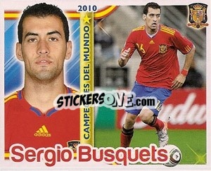 Sticker Sergio Busquets - Sudafrica 2010. Campeones Del Mundo
 n. 17 - Panini