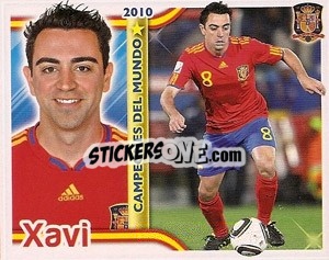 Sticker Xavi Hernández - Sudafrica 2010. Campeones Del Mundo
 n. 9 - Panini