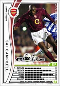 Sticker Sol Campbell - Sega WCCF European Clubs 2005-2006 n. 2 - Panini