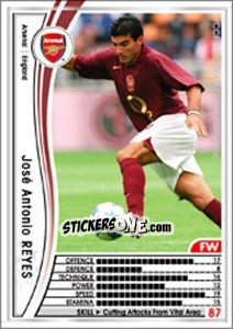 Sticker José Antonio Reyes - Sega WCCF European Clubs 2005-2006 n. 15 - Panini