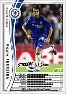 Sticker Paulo Ferreira - Sega WCCF European Clubs 2005-2006 n. 20 - Panini