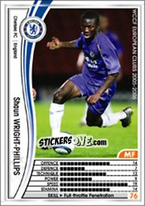 Sticker Shaun Wright-Phillips - Sega WCCF European Clubs 2005-2006 n. 29 - Panini