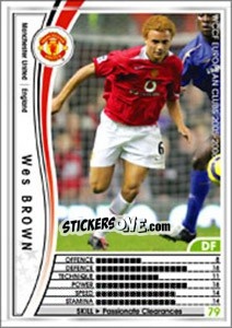 Sticker Wes Brown - Sega WCCF European Clubs 2005-2006 n. 50 - Panini