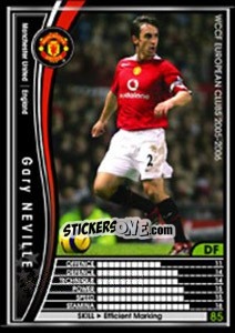 Sticker Gary Neville - Sega WCCF European Clubs 2005-2006 n. 52 - Panini