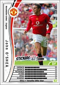 Sticker John O'shea - Sega WCCF European Clubs 2005-2006 n. 53 - Panini