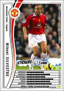 Sticker Mikael Silvestre - Sega WCCF European Clubs 2005-2006 - Panini