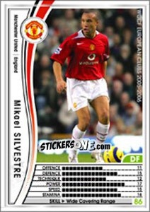 Sticker Mikael Silvestre - Sega WCCF European Clubs 2005-2006 n. 54 - Panini