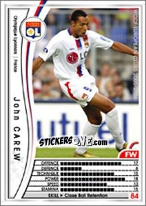 Sticker John Carew - Sega WCCF European Clubs 2005-2006 n. 93 - Panini