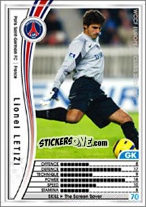Sticker Lionel Letizi - Sega WCCF European Clubs 2005-2006 - Panini