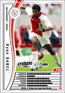 Sticker Ryan Babel - Sega WCCF European Clubs 2005-2006 n. 156 - Panini