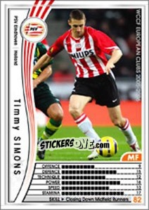 Sticker Timmy Simons - Sega WCCF European Clubs 2005-2006 n. 186 - Panini