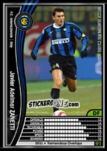 Sticker Javier Adelmar Zanetti - Sega WCCF European Clubs 2005-2006 n. 198 - Panini