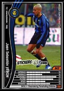 Sticker Juan Sebastian Veron - Sega WCCF European Clubs 2005-2006 n. 204 - Panini