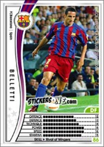 Sticker Belletti - Sega WCCF European Clubs 2005-2006 - Panini