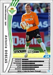 Sticker Antonio Doblas - Sega WCCF European Clubs 2005-2006 n. 289 - Panini