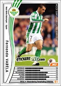 Sticker Fernando Varela - Sega WCCF European Clubs 2005-2006 n. 302 - Panini