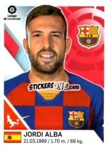 Cromo Jordi Alba - Liga 2019-2020. South America
 - Panini