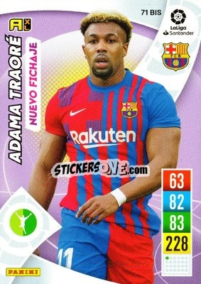 Sticker Adama Traoré - Liga Santander 2021-2022. Adrenalyn XL
 n. 71bis - Panini