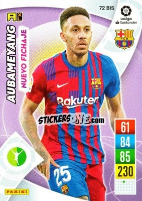 Sticker Aubameyang - Liga Santander 2021-2022. Adrenalyn XL
 n. 72bis - Panini