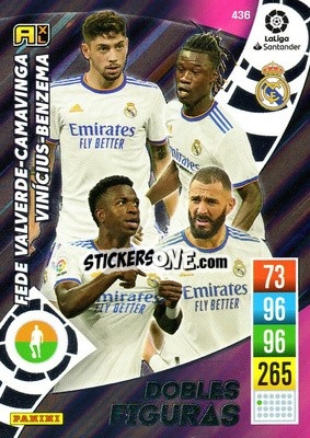 Sticker Federico Valverde / Camavinga / Vinicius / Benzema - Liga Santander 2021-2022. Adrenalyn XL
 n. 436 - Panini