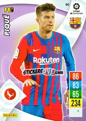 Sticker Gerard Piqué - Liga Santander 2021-2022. Adrenalyn XL
 n. 60 - Panini