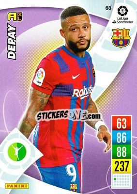 Sticker Memphis Depay - Liga Santander 2021-2022. Adrenalyn XL
 n. 68 - Panini